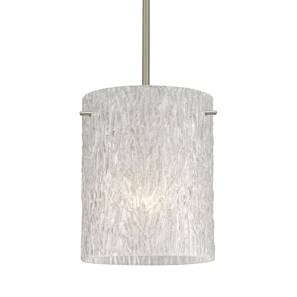 Besa Lighting Tamburo 8 Stem Pendant, Glitter Stone, Satin Nickel Finish, 1x100W Incandescent 1TT-4006GL-SN - main
